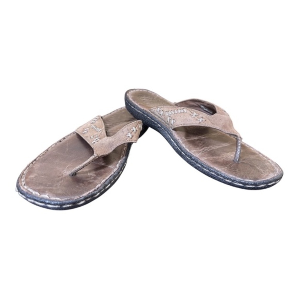 Keen Thong Sandals Womens Size 9.5 Beige Leather Beach Vacation Summer